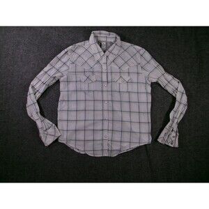 Aeropostale Western Shirt Womens M Snap Plaid Button Long Sleeve Cotton White